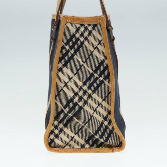 BURBERRY Nova Check Blue Label Hand Bag Canvas Navy Beige Auth ti2002 - Picture 4 of 16